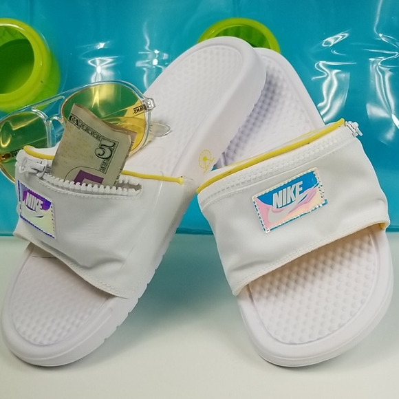 nike benassi jdi fanny pack white topaz gold